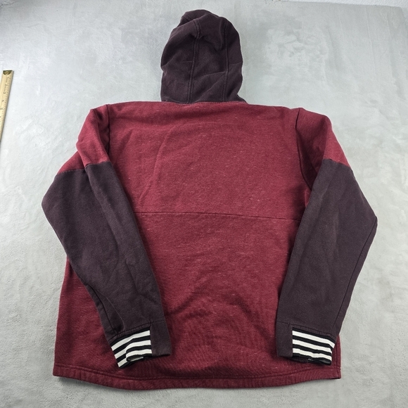Adidas Mens Pullover Hoodie Pocket Long Sleeve Drawstring Sz Lg Maroon - Picture 2 of 8